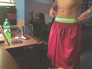 Jizzing guy in red shorts