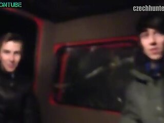 Czech snowboarder twinks jerk and blowjob in the truck