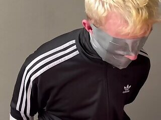 BDSM bound scally chav tickle torture black adidas jacket